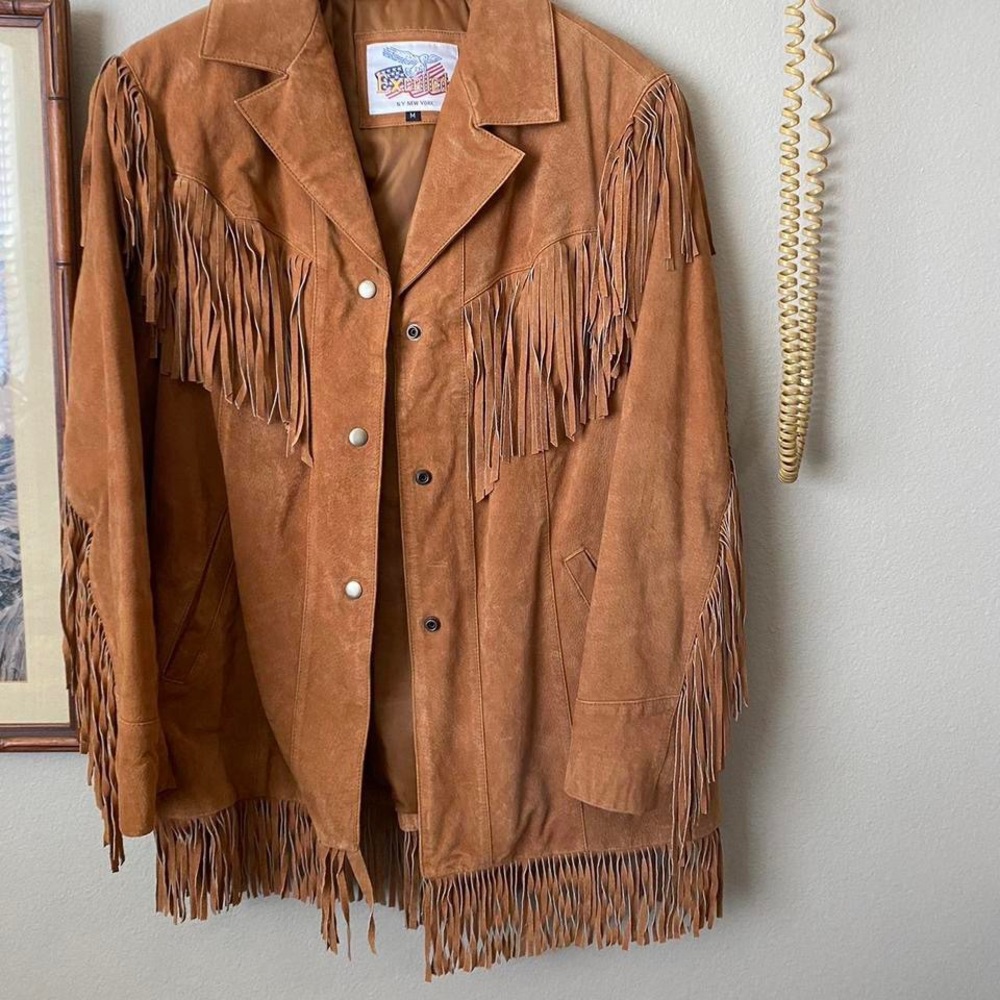 1980s Vintage Leather Jacket with Fringe